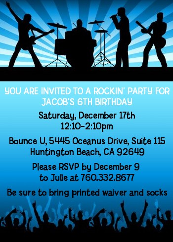 Rock Band | Like A Rock Star Boy - Birthday Party Invitations